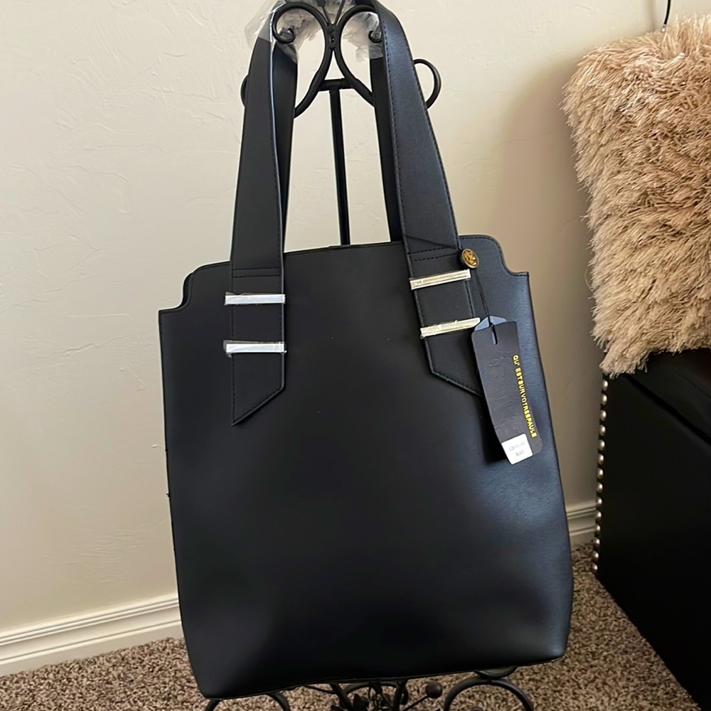 Beautiful vegan leather bag, black, large capacity!